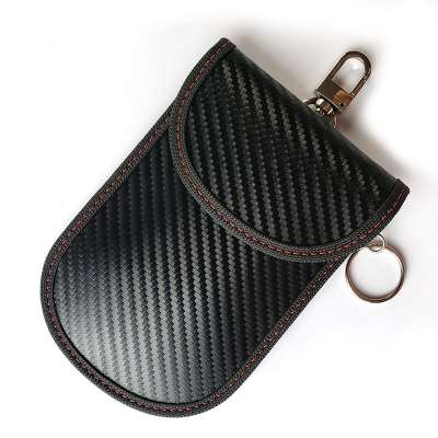 Carbon fiber   Car Key Anti-Theft  Bag RFID Signal Shielding Black Bag   for Car Key Fob