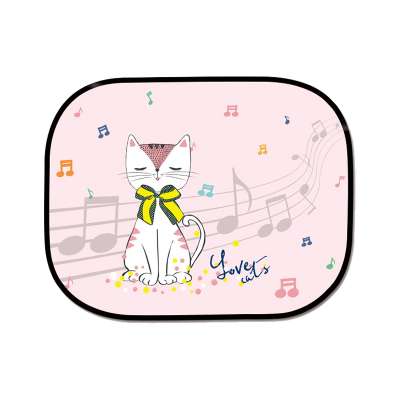 Music cat theme Custom Printed Personalised Car Static Cling window sunshade Foldable Car Sun Shades For Side Window